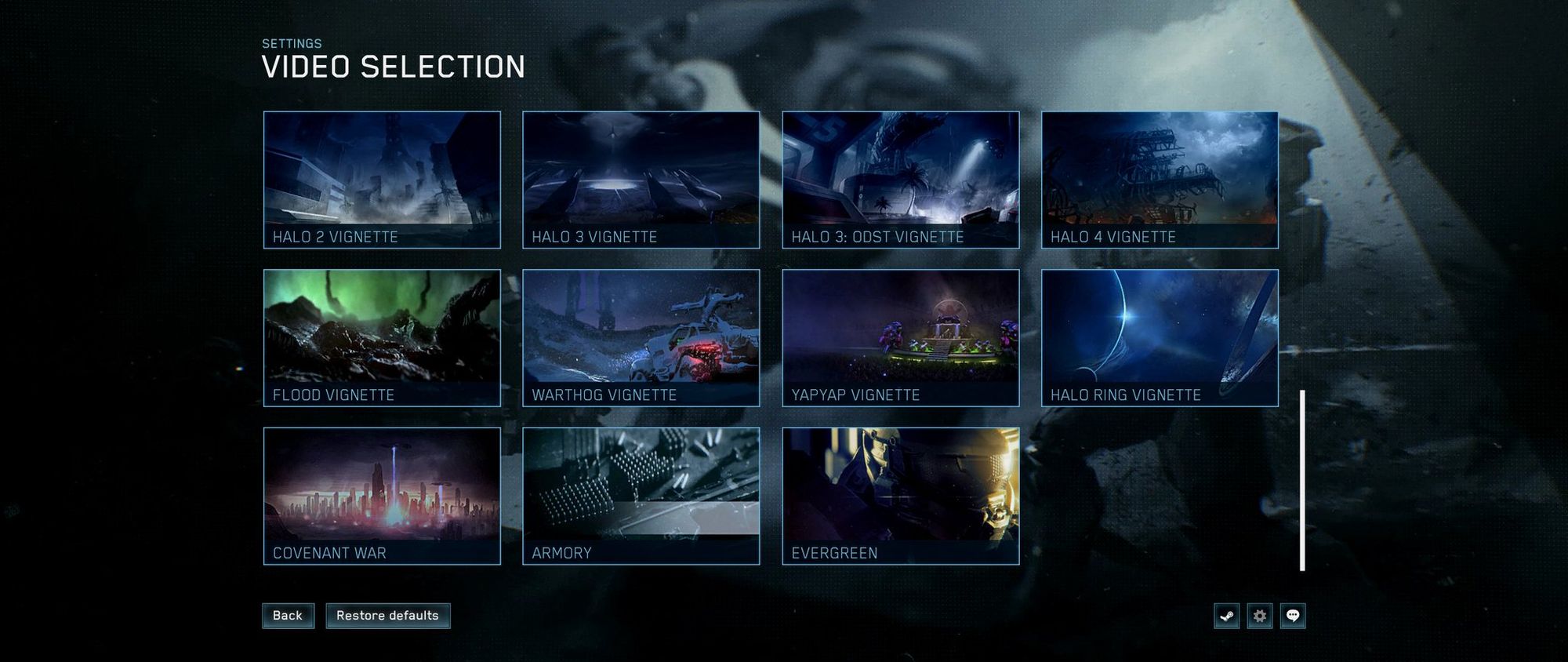 Halo MCC Menu Video Selection
