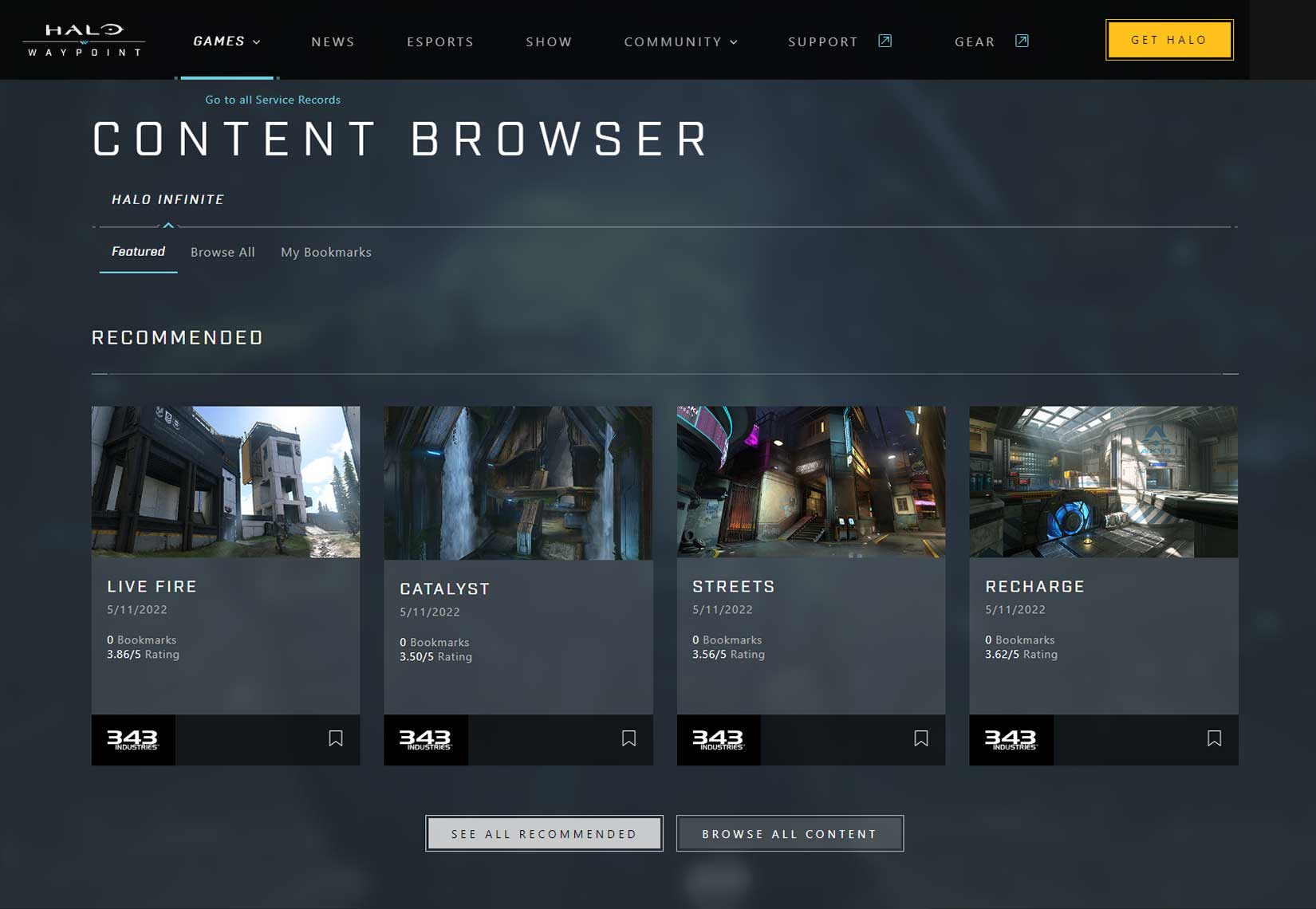 Halo Waypoint Content Browser for Halo Infinite